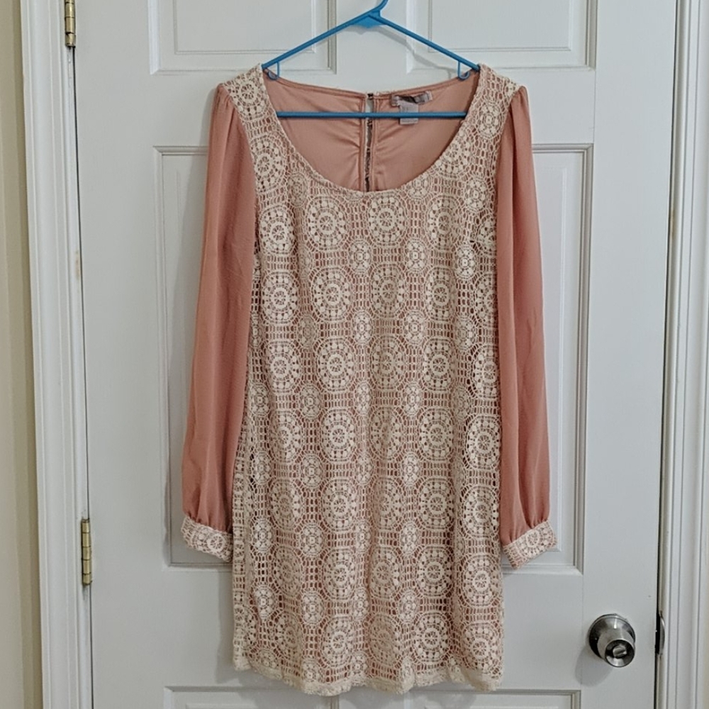 Dusty Rose Lace Mini Dress